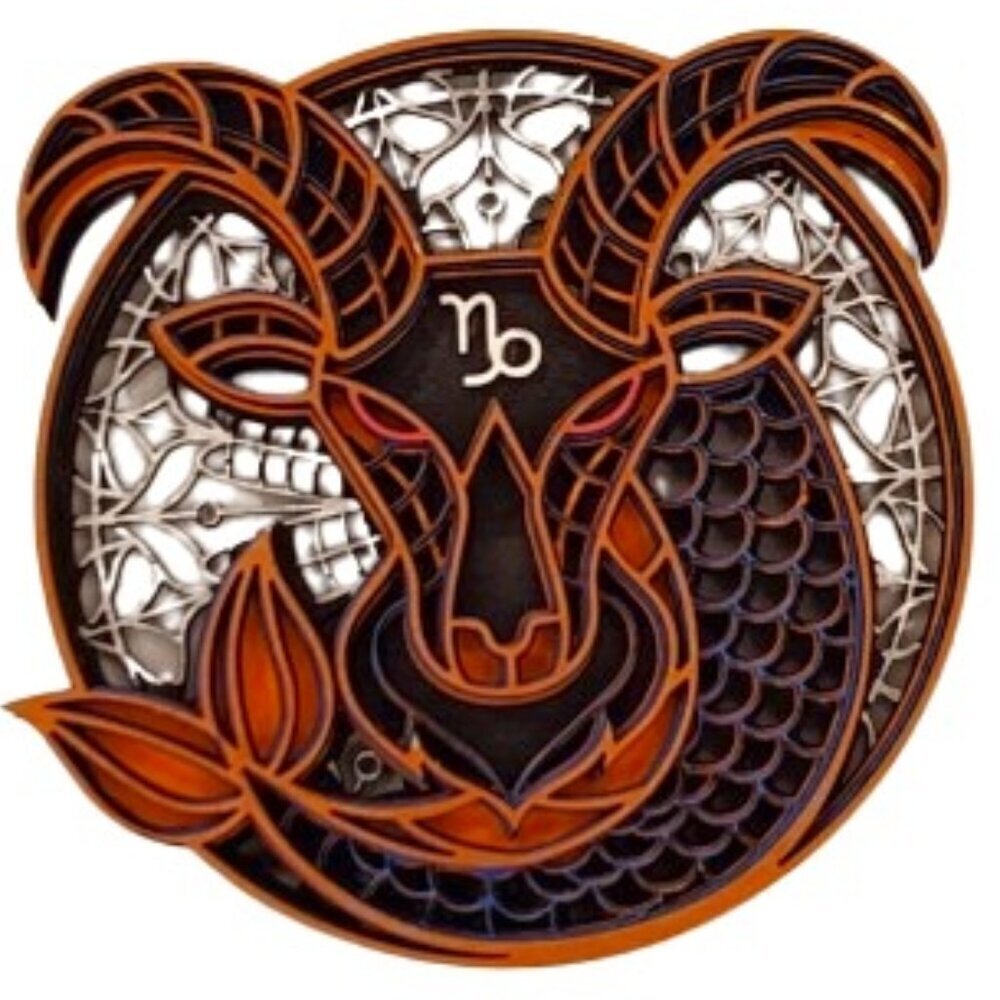 Capricorn Zodiac Sign Layered Design. Refrigerator magnet.